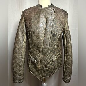 ABS by Allen Schwartz Womens‎ Vegan Faux Leather Jacket Brown Size Small